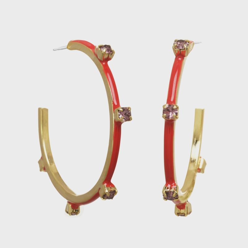 Everly Hoops | Red &amp; Light Amethyst