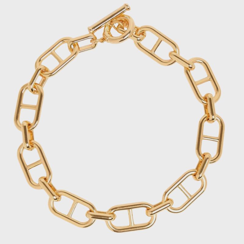 Philippa-Stirrup Steel 14K Toggle Chain