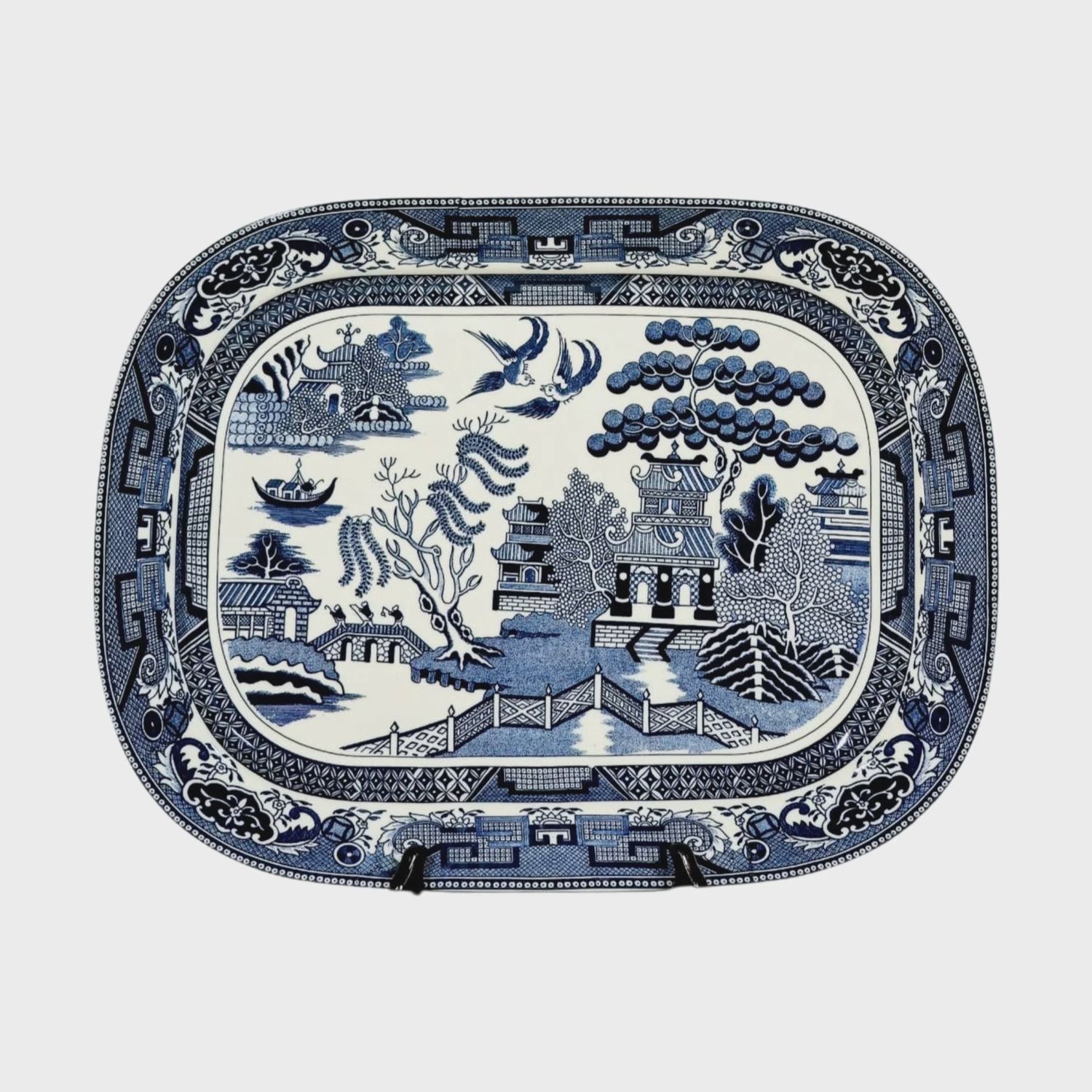 Blue Willow Design Porcelain Platter