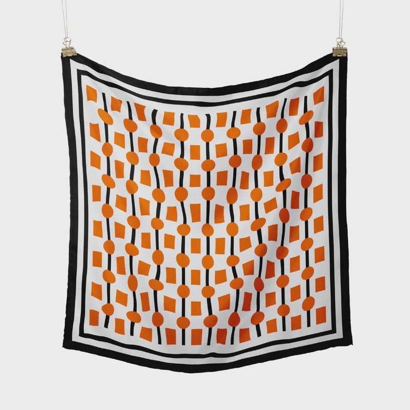 Orange Squares Satin Scarf