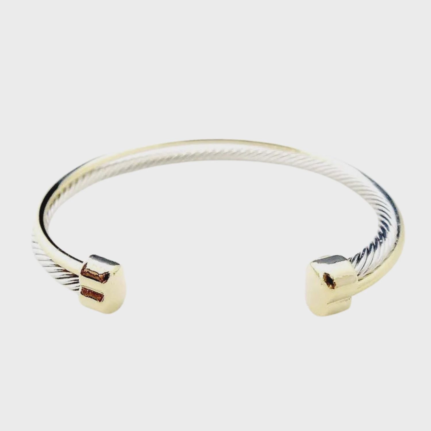 Twist Cable Cuff Bracelet with Gold End Caps