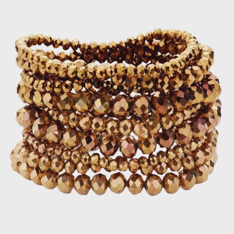 Bronze Faceted Bead Stretch Bracelets