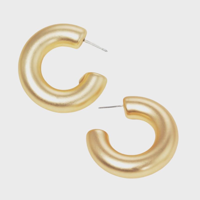 Thick Hoop Earrings | Matte Gold