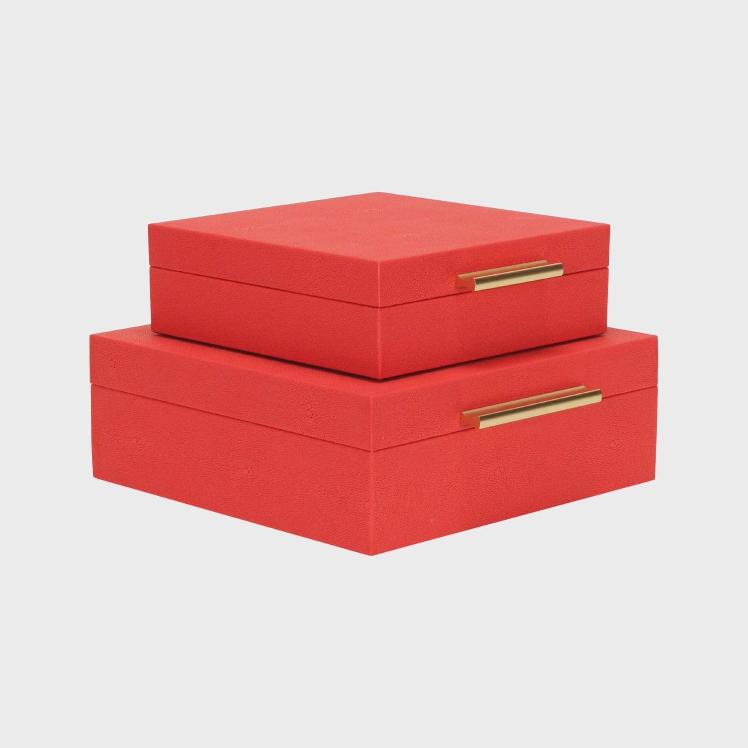 Lusan Square Decorative Boxes | Red Shagreen