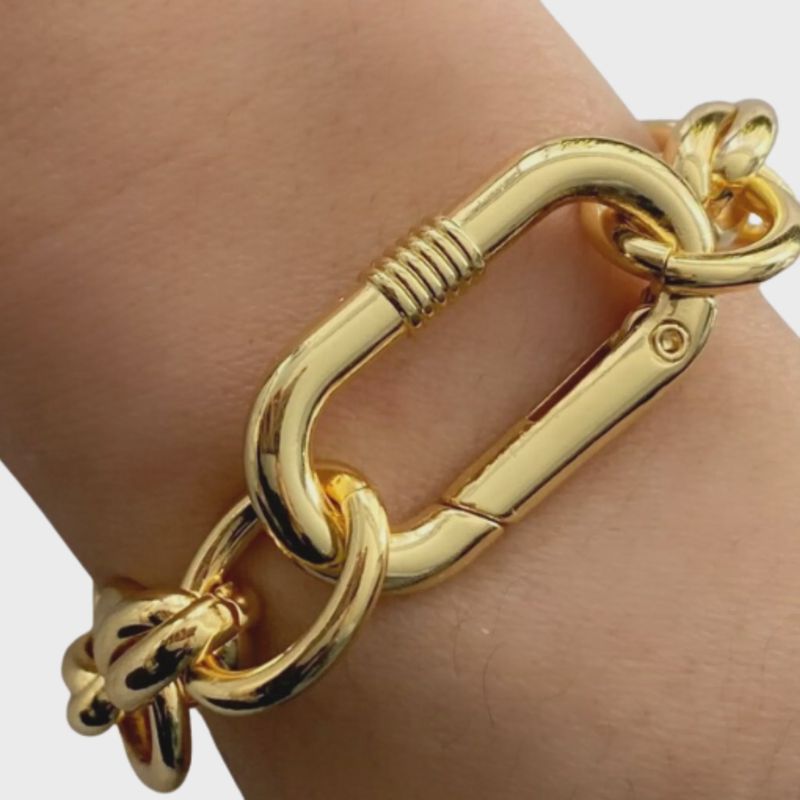 Rodeo D-Link Carabiner Bracelet – Recycled Brass with 14K Gold Plating