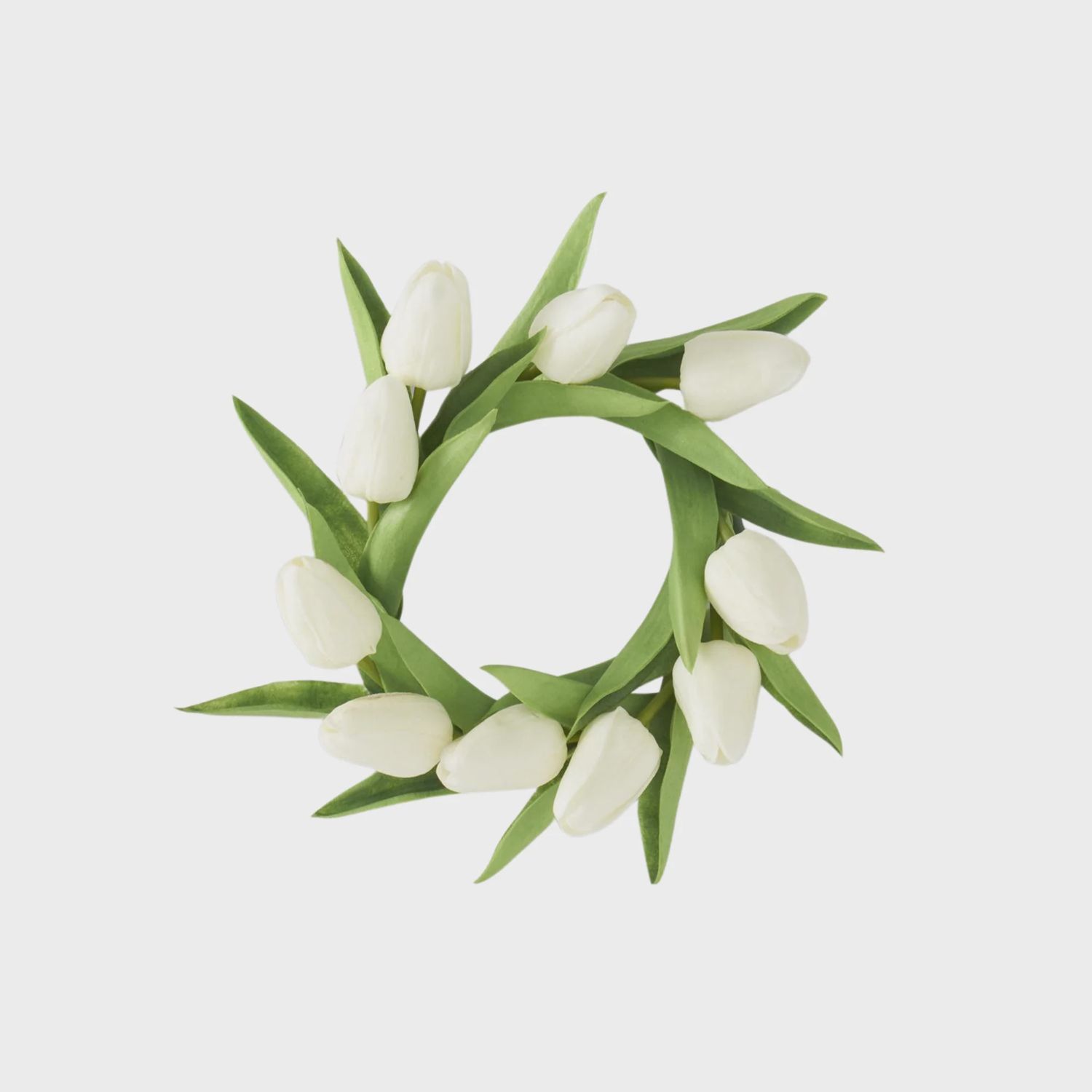 White Real Touch Mini Tulip Candle Ring | 10&quot;