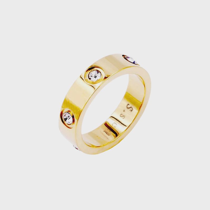 Stone Embellished Band Ring | Gold