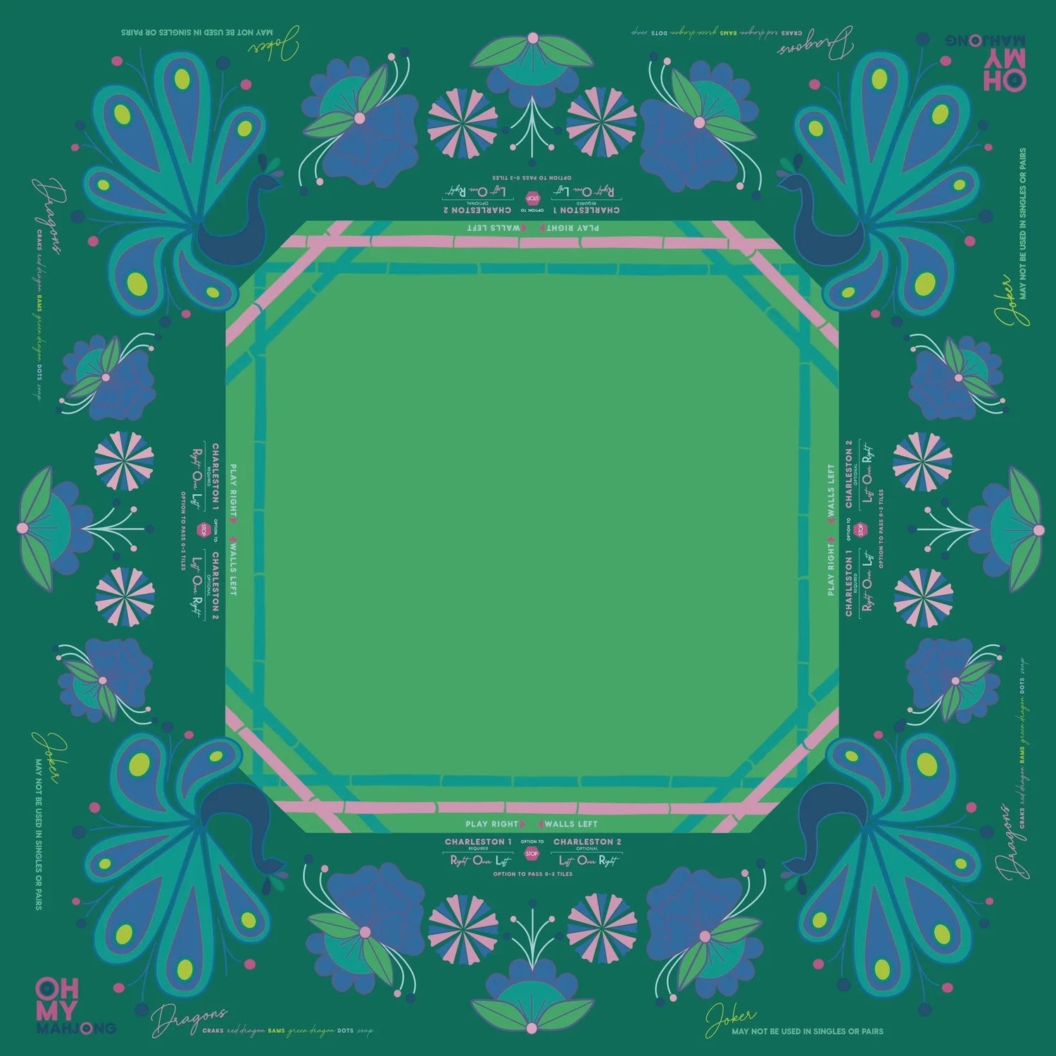 Mahjong Mat | Birdie Green