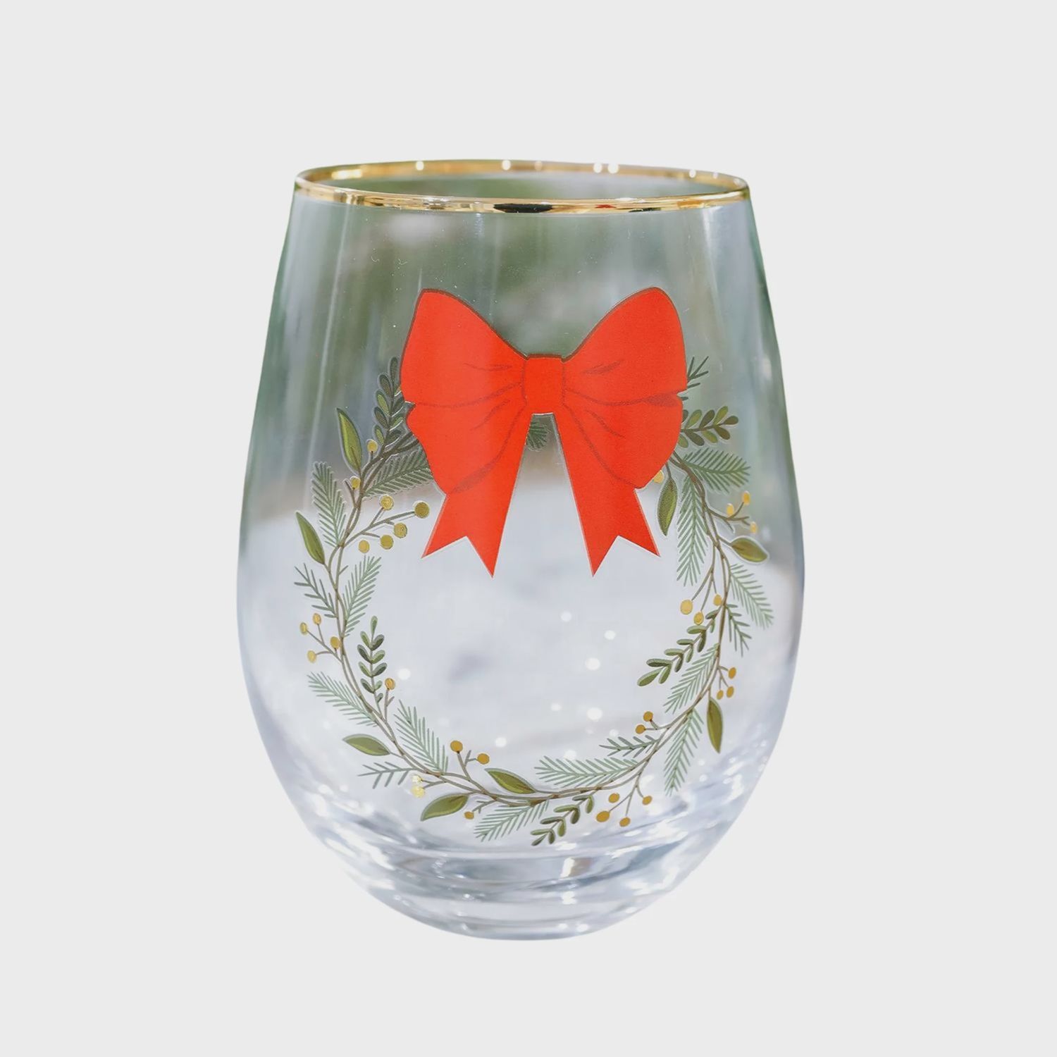 Stemless Wine Glass | Red Bow