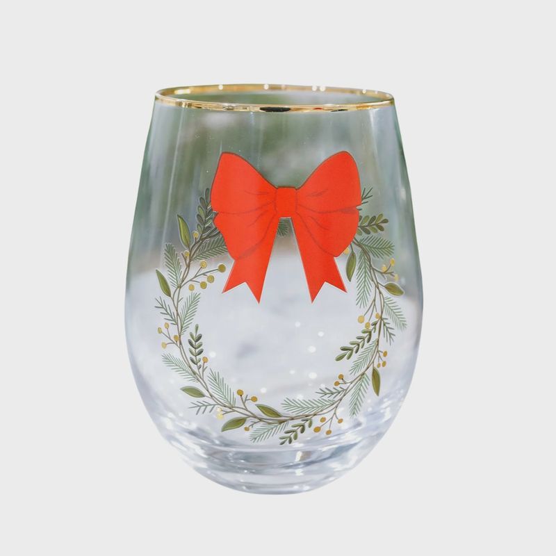 Stemless Wine Glass | Red Bow