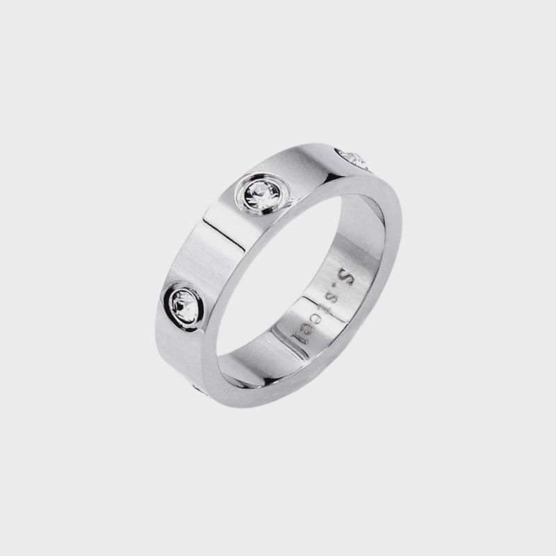 Stone Embellished Band Ring | Silver