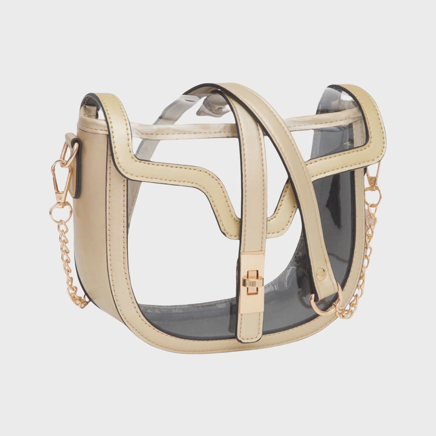 Clear Transparent Saddle Bag | Gold