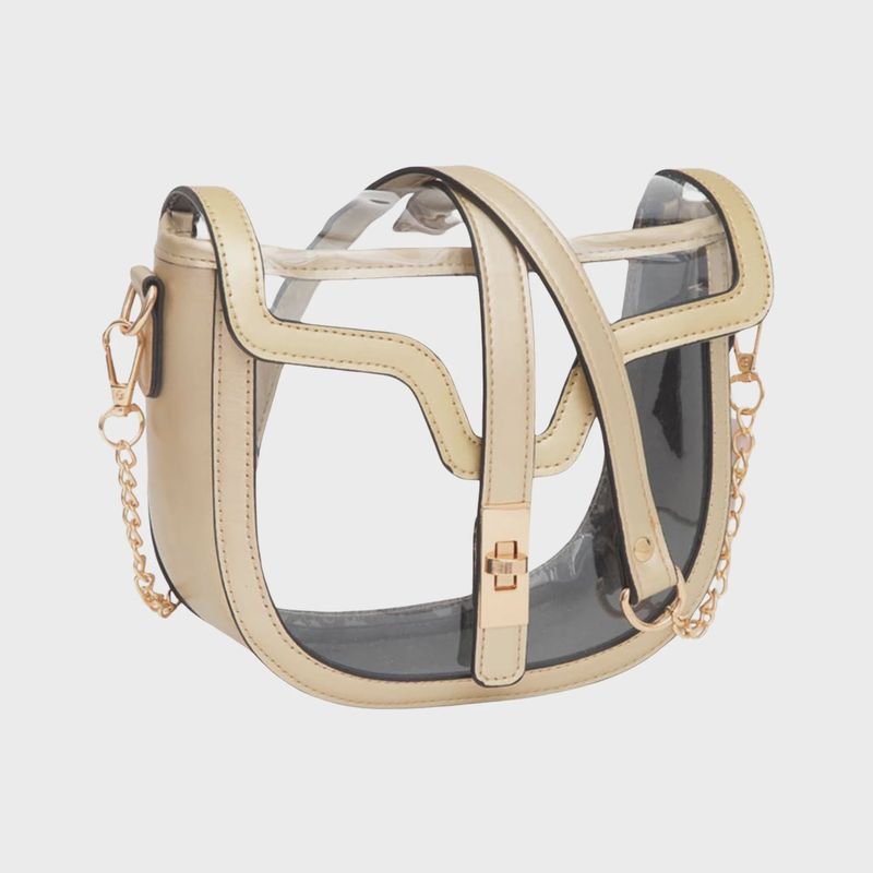 Clear Transparent Saddle Bag | Gold
