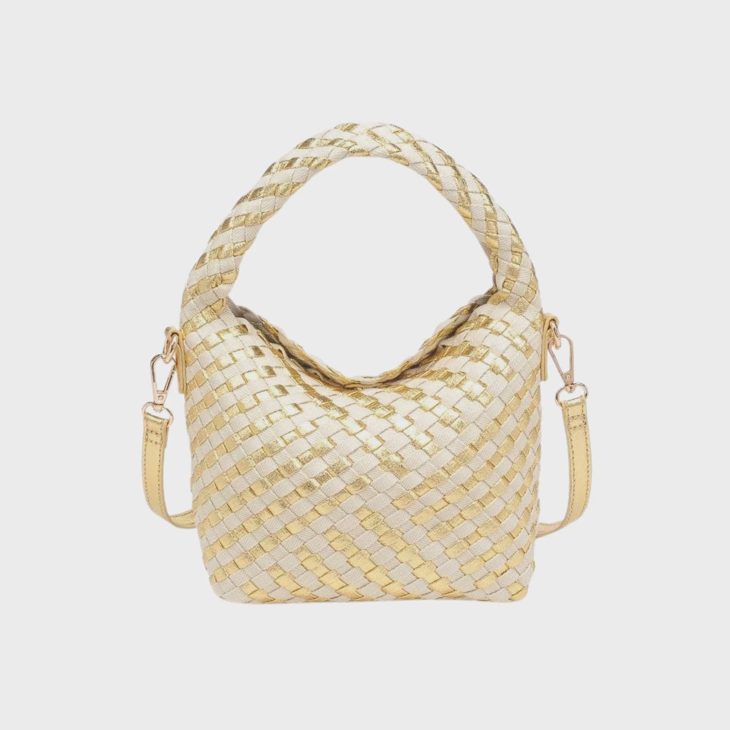 Jessamine Woven Crossbody | Gold &amp; Ivory