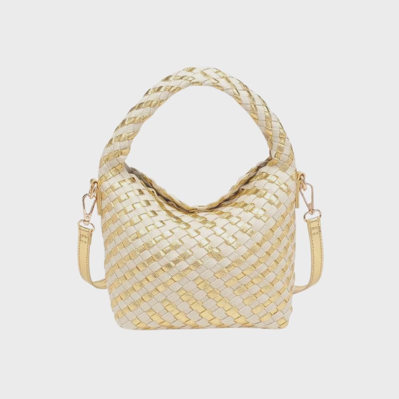Jessamine Woven Crossbody | Gold &amp; Ivory