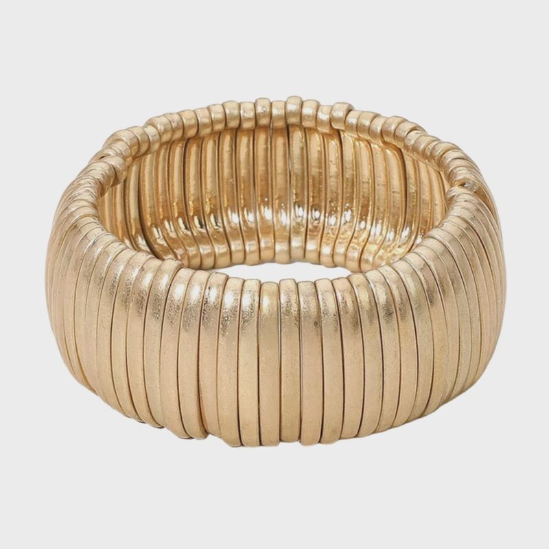 Metal Bar Stretch Bracelet | Worn Gold