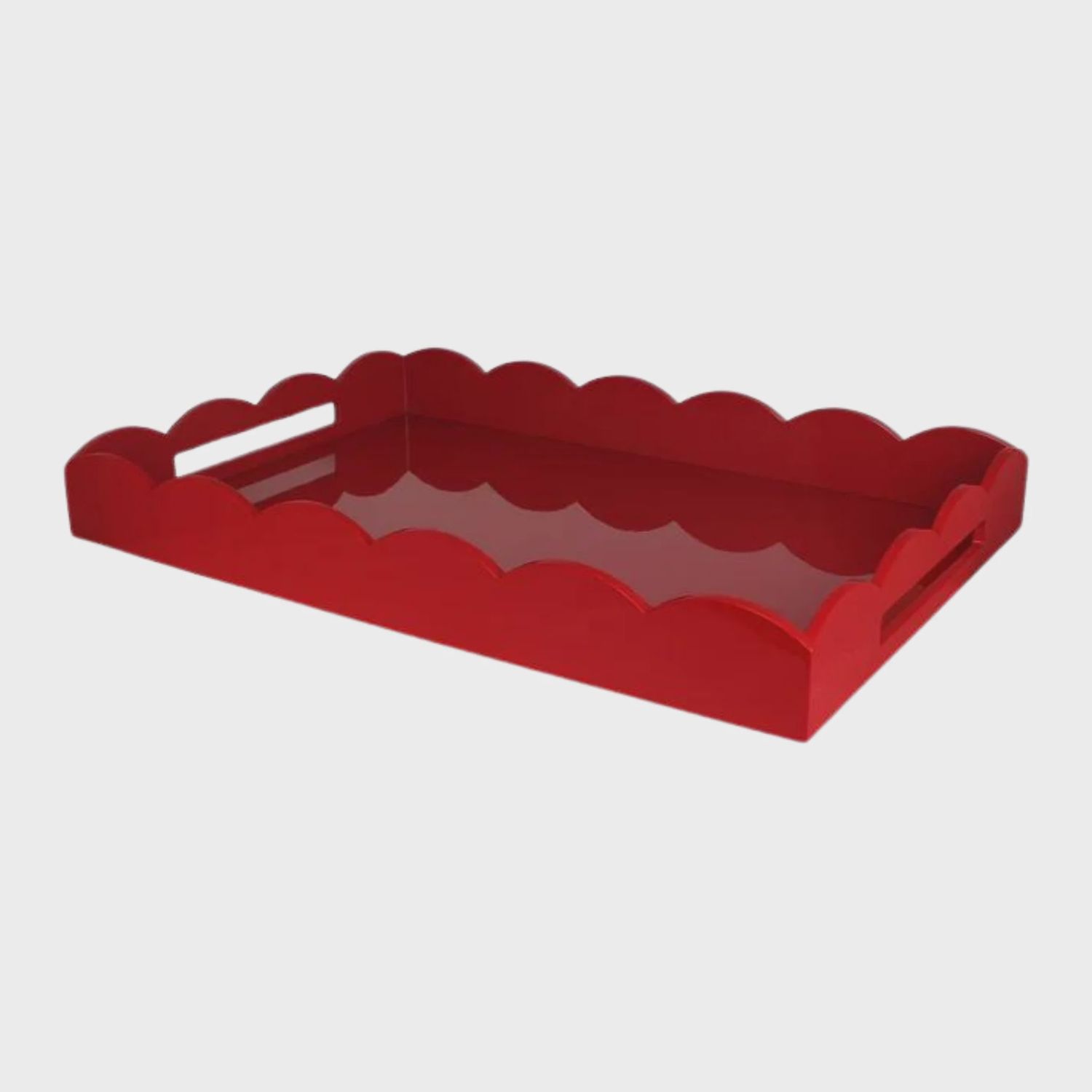 Large Lacquered Scallop Ottoman Tray - Burgundy