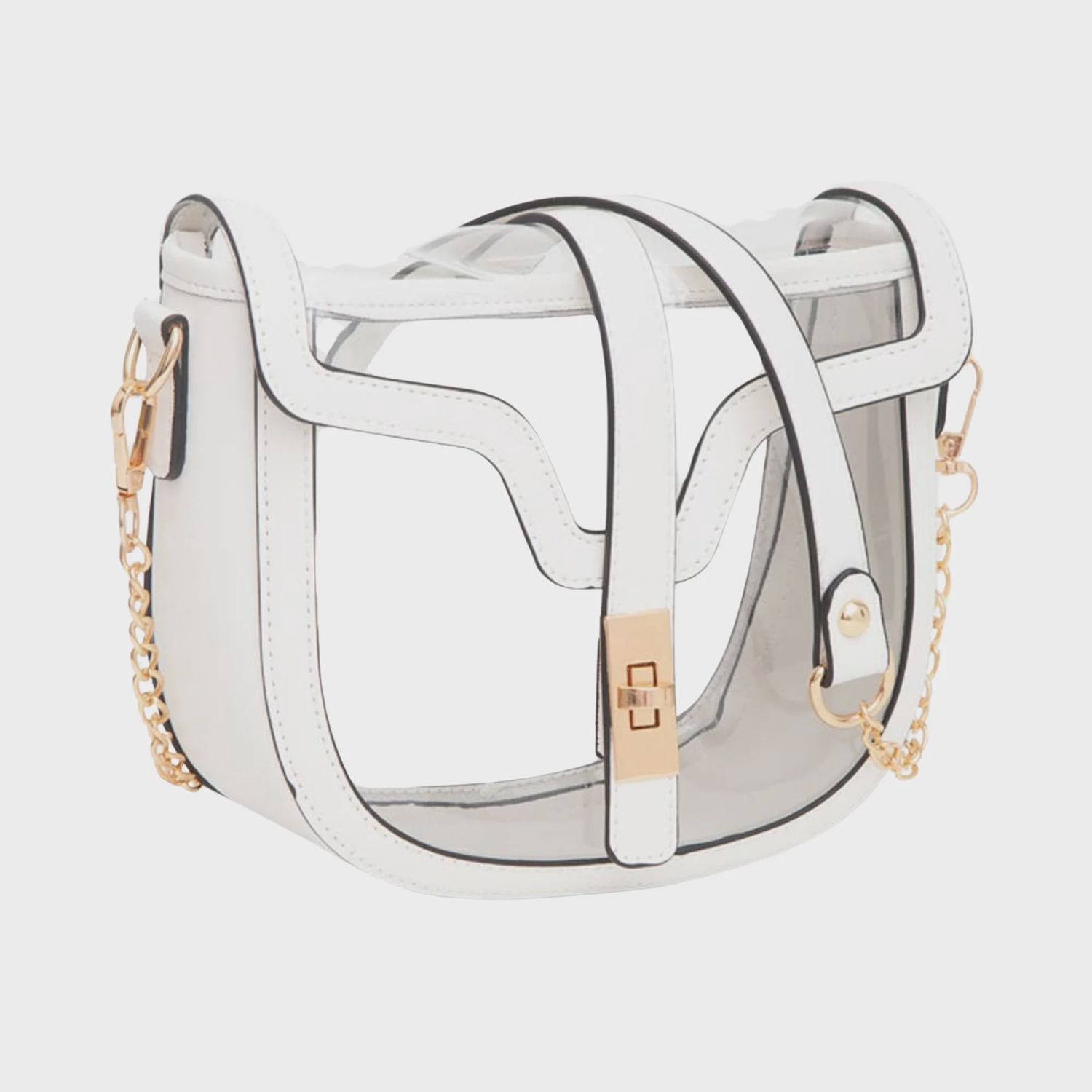 Clear Transparent Saddle Bag | White