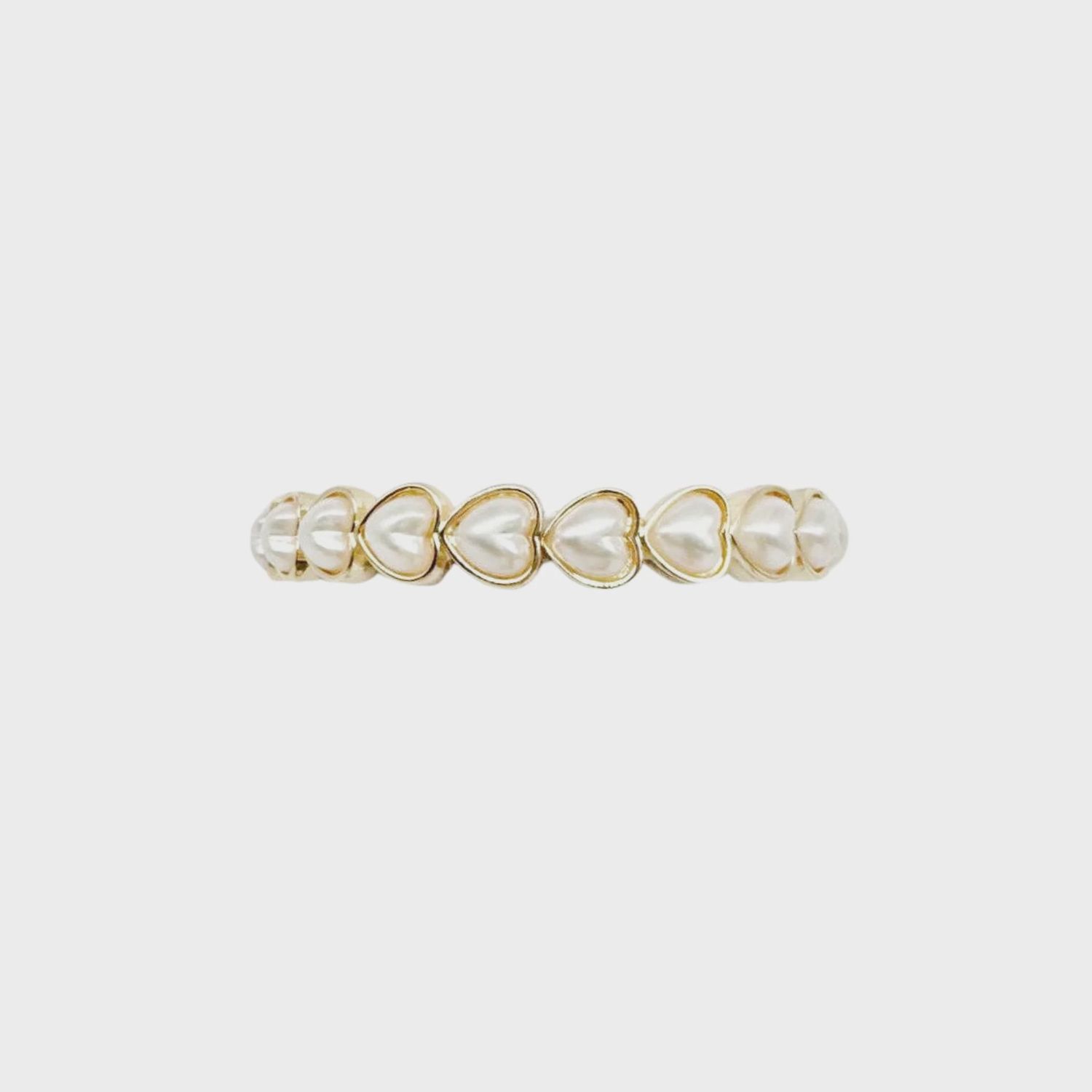 Pearl Heart with Gold Outline Stretch Bracelet