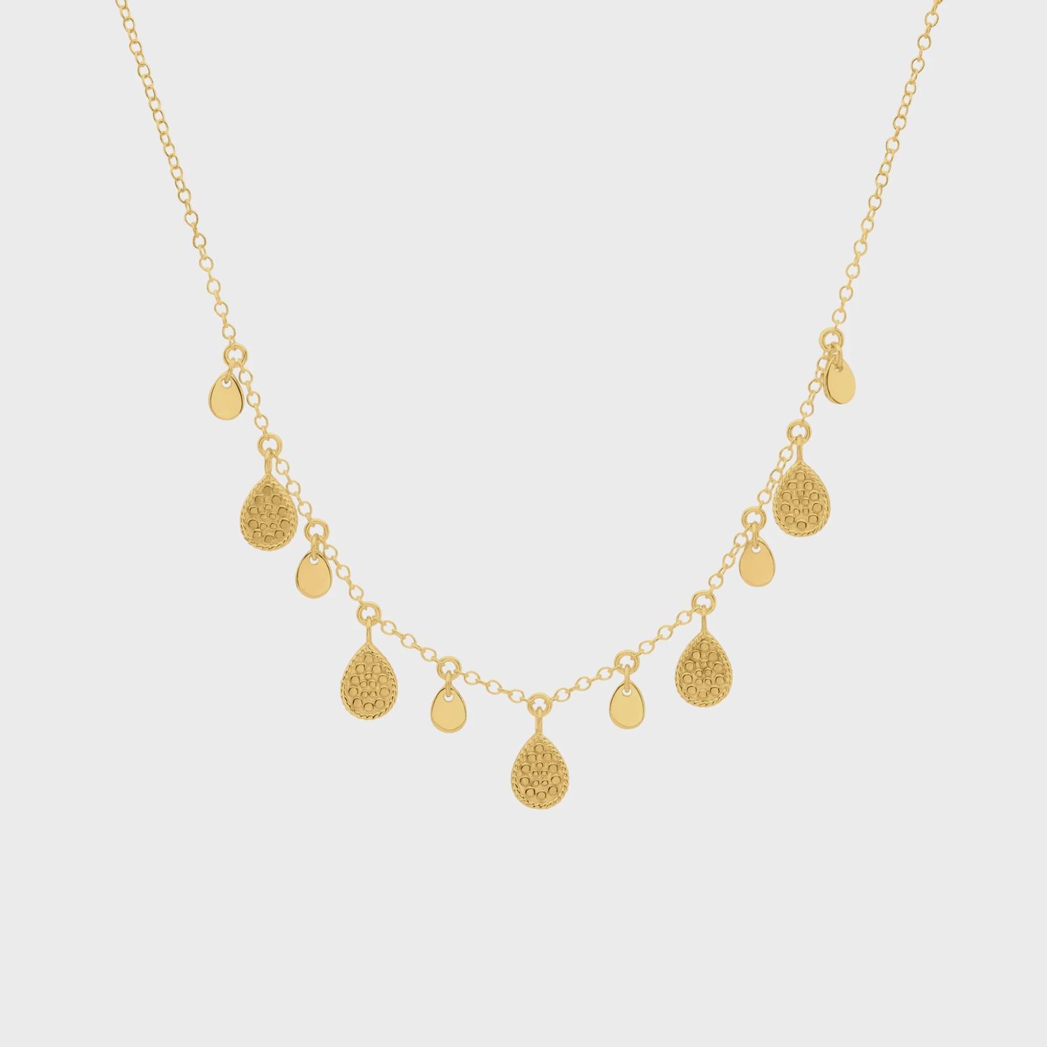 Harmony Drop Charm Necklace – 15–17&quot; Adjustable – Gold