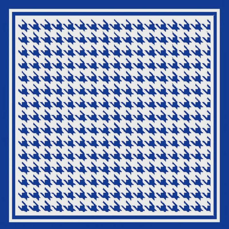 Silky Satin Square Scarf | Blue Houndstooth