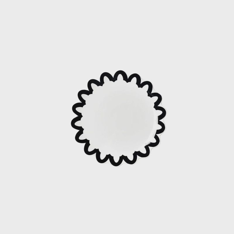 Black Arabesque Trim Scallop Salad Plate