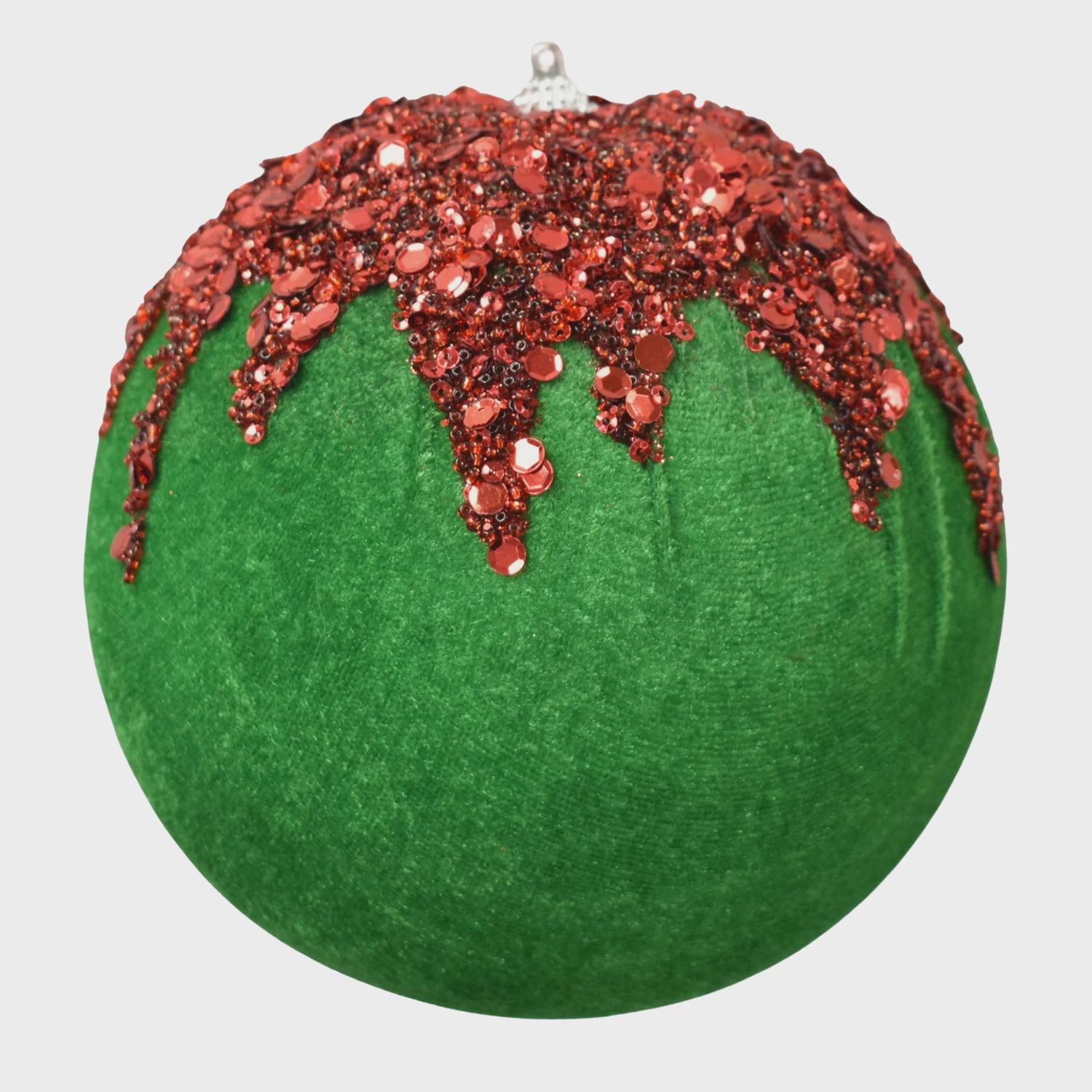 Velvet Ball Ornament With Dripping Sequin Design | 6&quot;