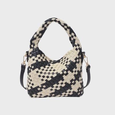 Jessamine Woven Crossbody | Black &amp; Ivory
