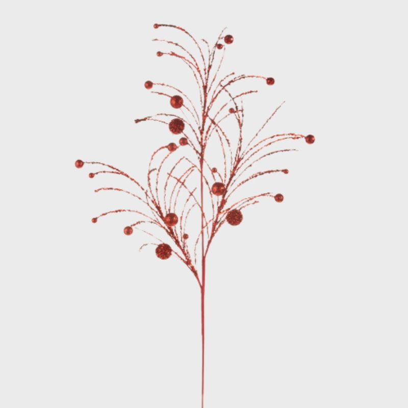Red Glittered Ball Spray | 42&quot;