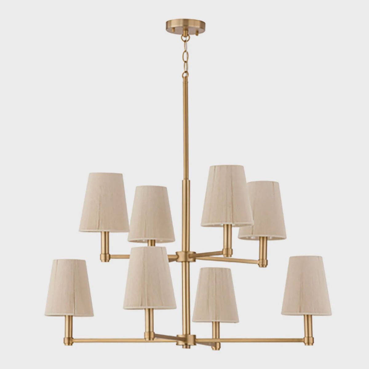 FL-Two-Tier Linen Shade Chandelier | 8 Shade