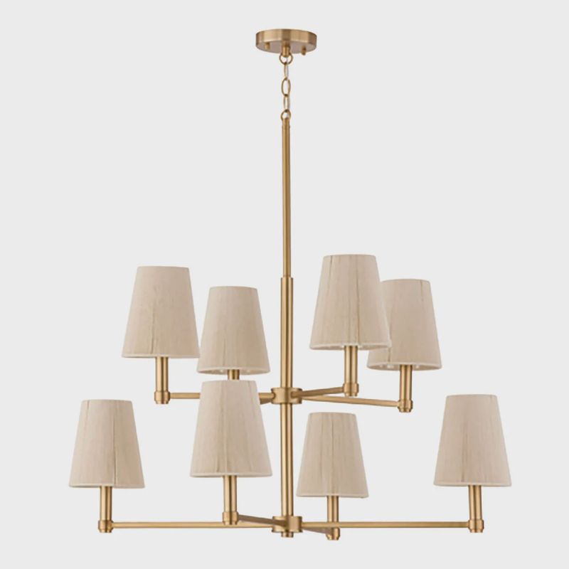 FL-Two-Tier Linen Shade Chandelier | 8 Shade