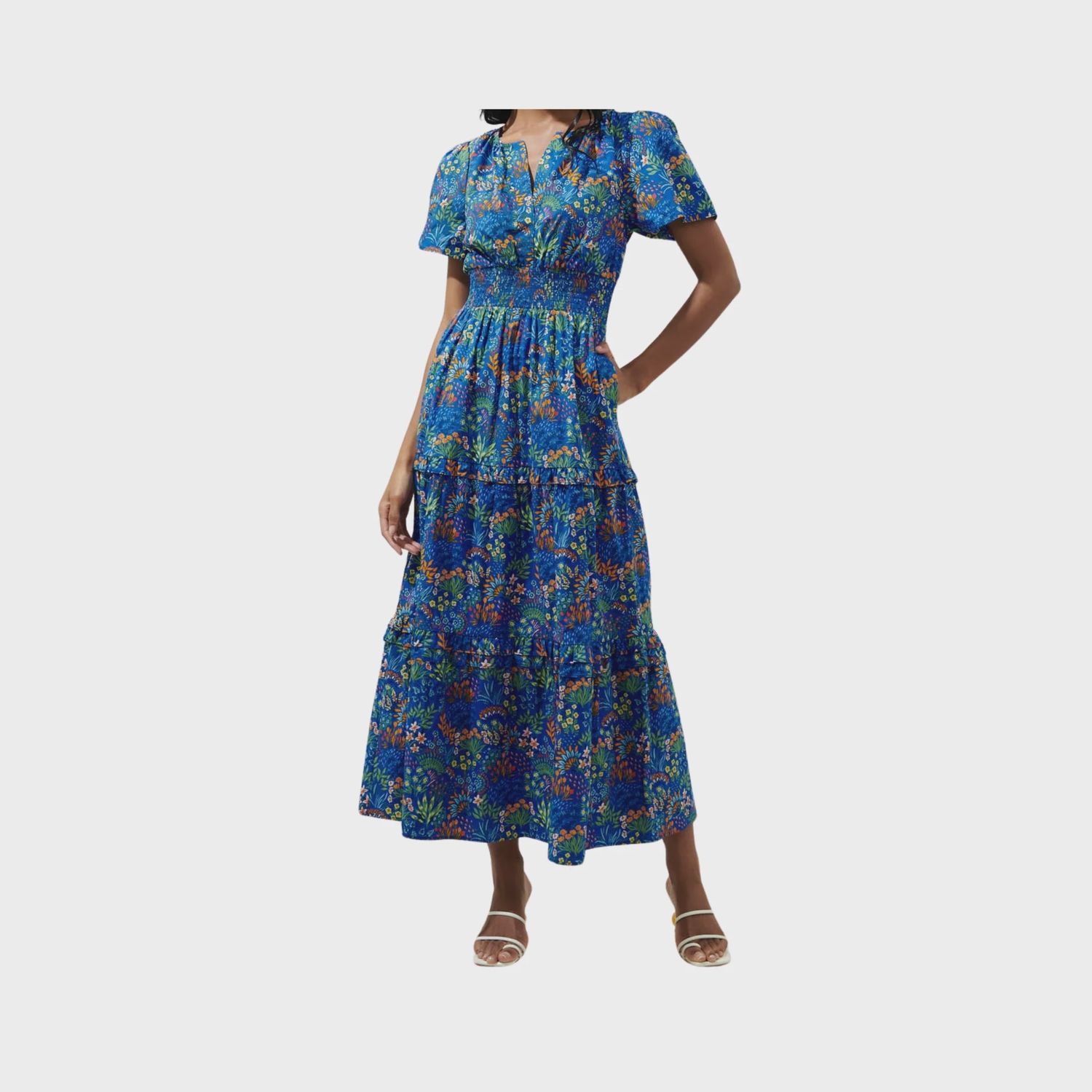 Ruya Floral Poplin Tiered Maxi Dress