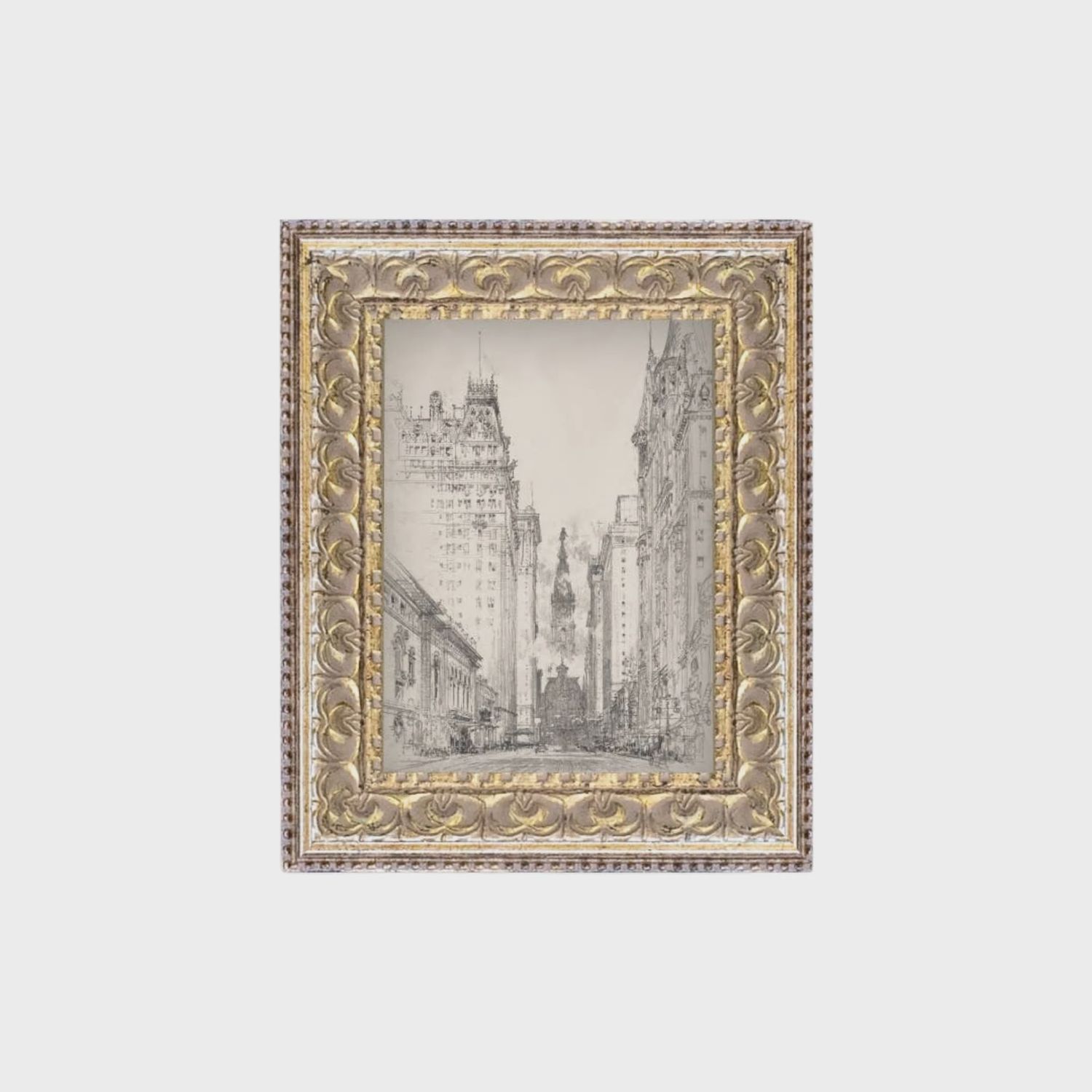 New York Sketch Framed Antique Art: 5x7