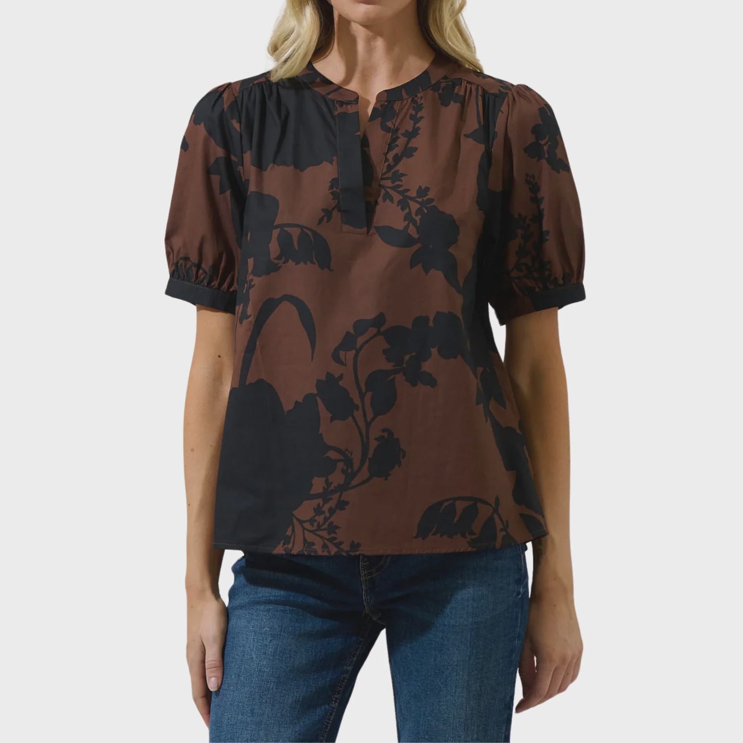 Somerton Floral Neli Split Neck Top