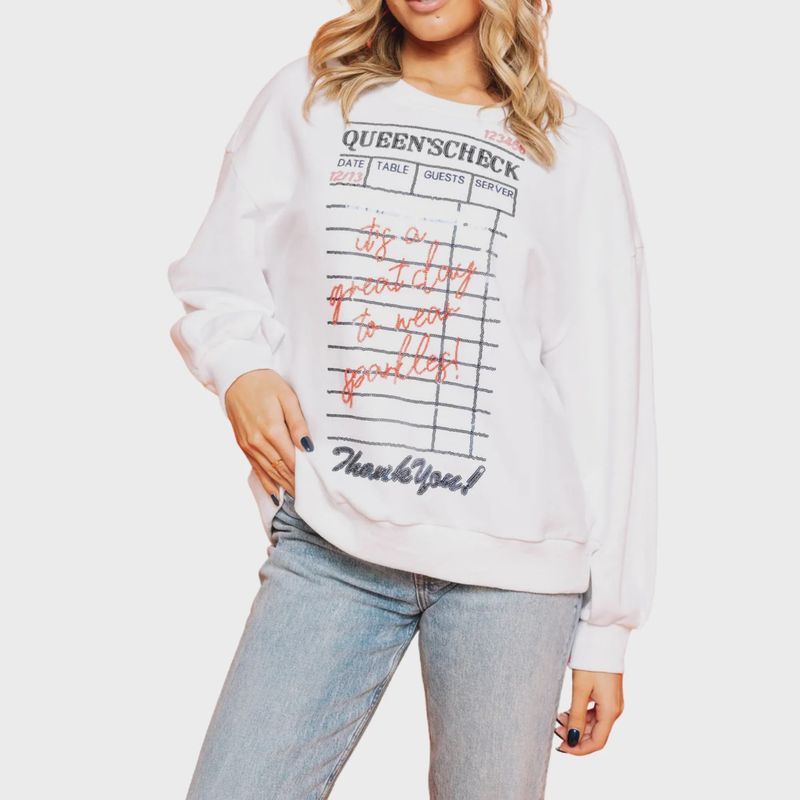 White &#39;Queens Check&#39; Sweatshirt