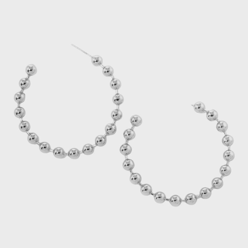 Silver Ball Hoop Earrings