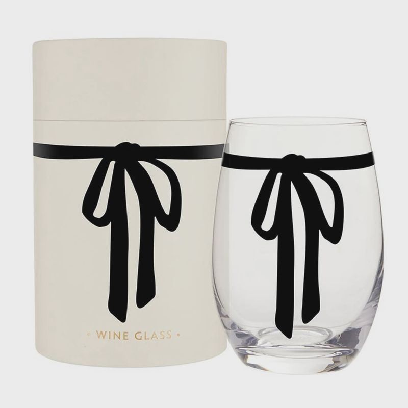 Stemless Wine Glass | Black Bow