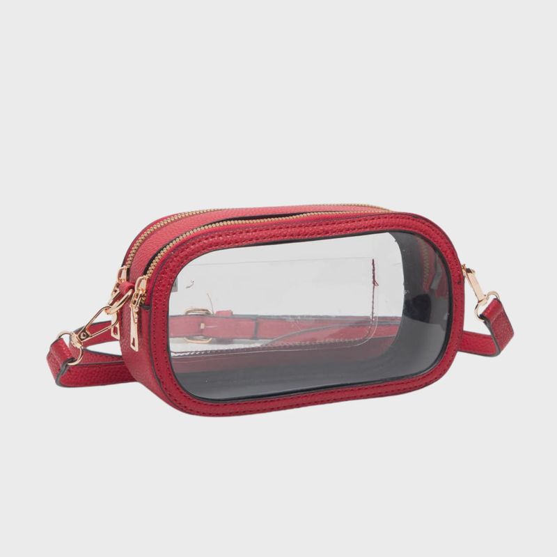 Game Day Stadium Clear Oval Crossbody Bag | Red