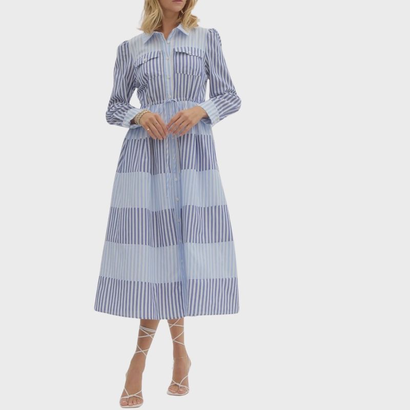 Striped Color Block Midi Dress