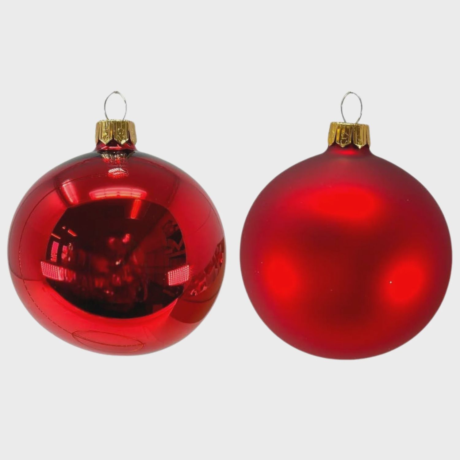 Shiny Matte Red Glass Ball Ornament