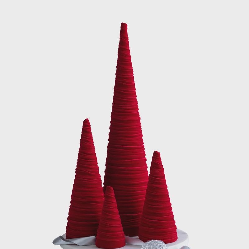 Velvet Cone Christmas Tree – Red (4 Sizes)