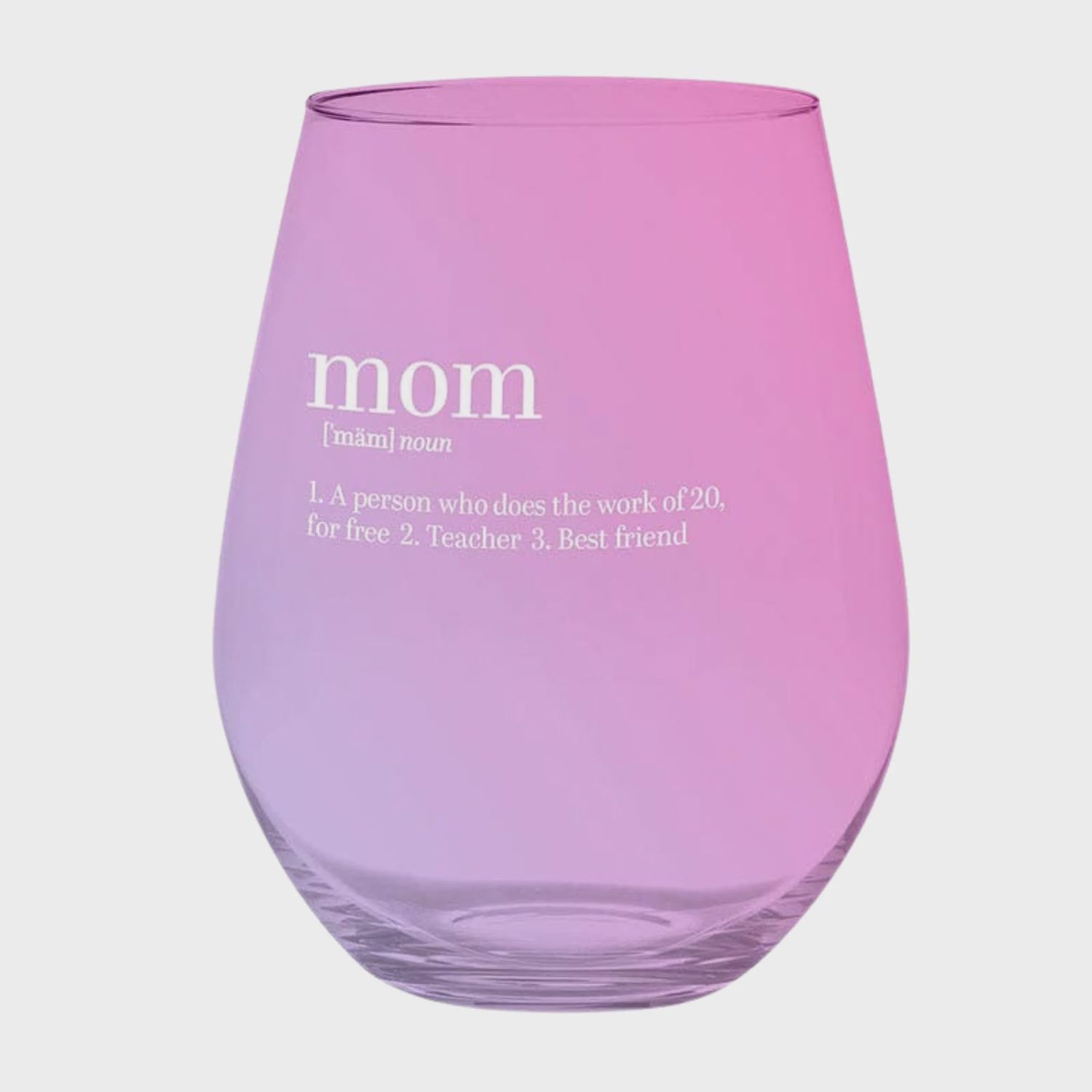 Jumbo Stemless Wine Glass | Mom