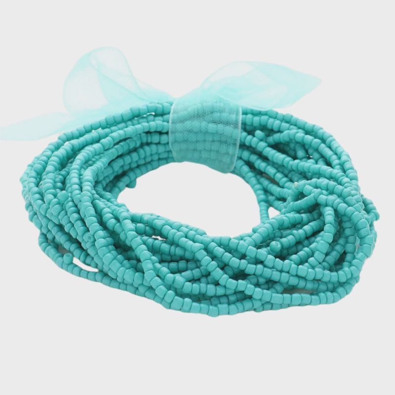Turquoise Seed Beaded Stretch Bracelets | Set Of 25