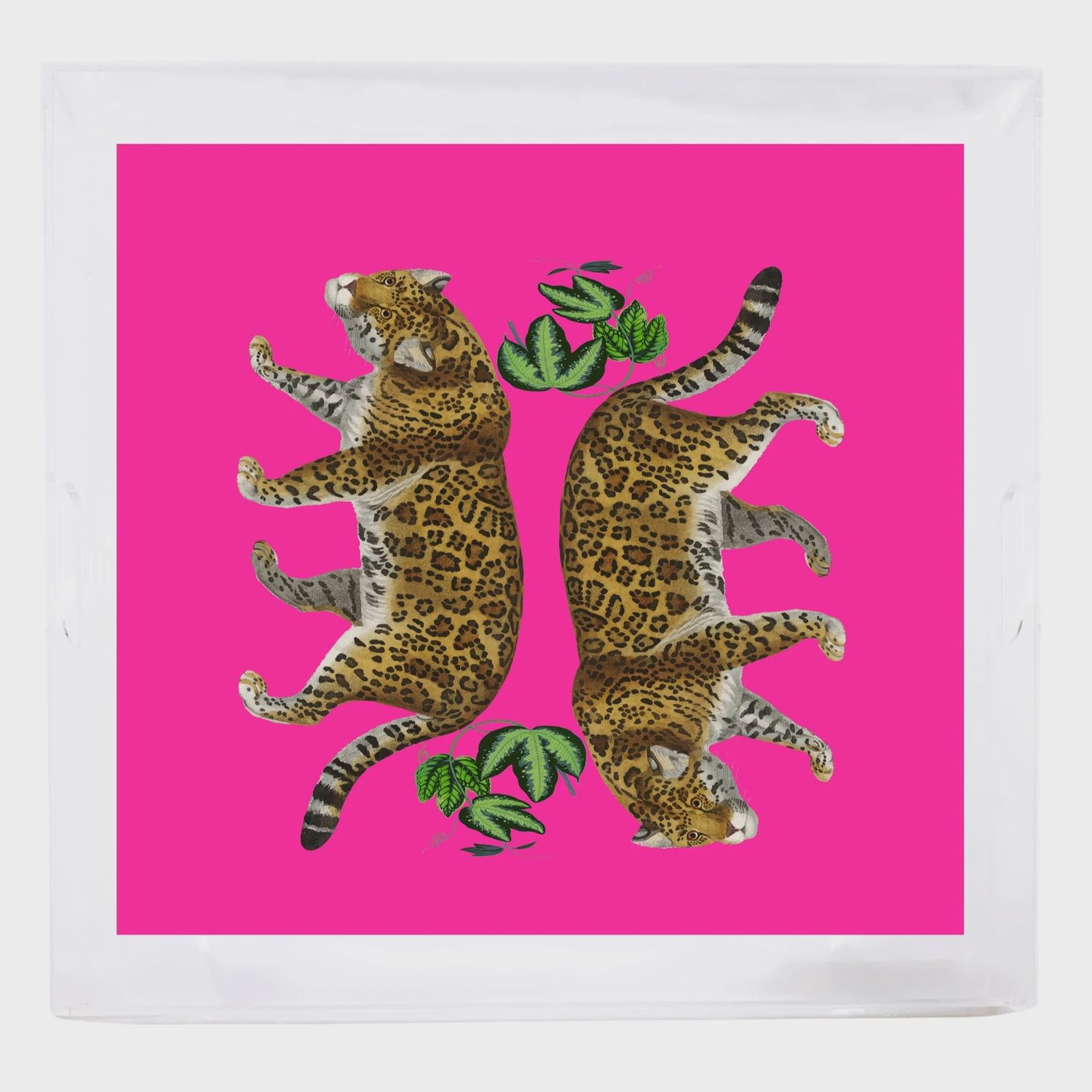Leopard Seeing Double Pink Acrylic Tray | 18" x 18"