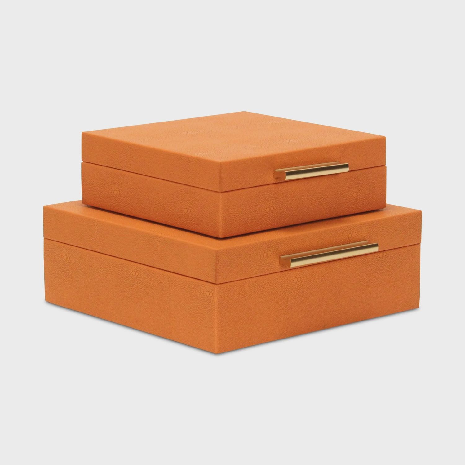 Lusan Square Decorative Boxes | Orange Shagreen
