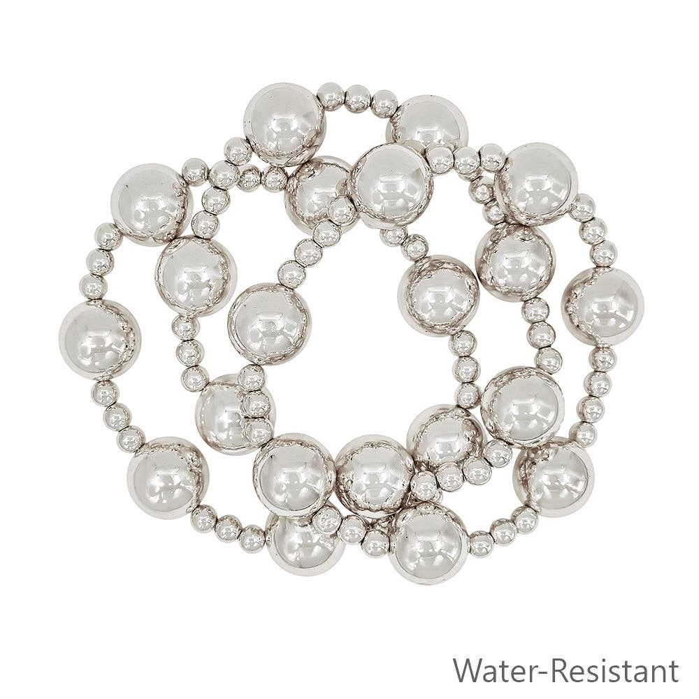 Silver Ball &amp; Beaded Stretch Bracelets | Set of 3