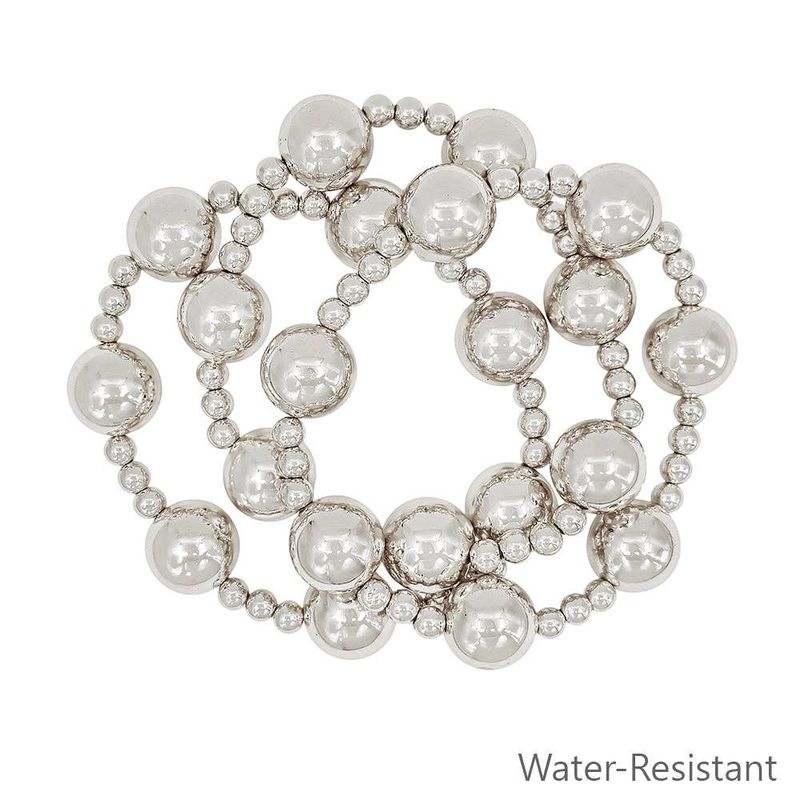 Silver Ball &amp; Beaded Stretch Bracelets | Set of 3