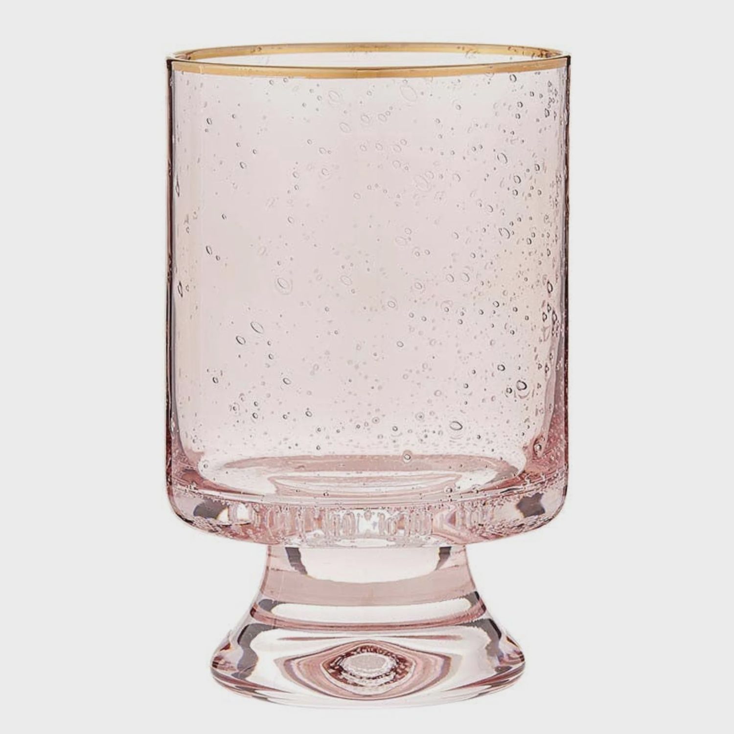 Gold Rimmed Blush Old Fashioned Glass