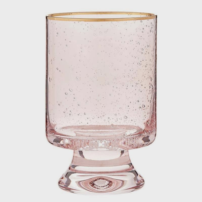Gold Rimmed Blush Old Fashioned Glass
