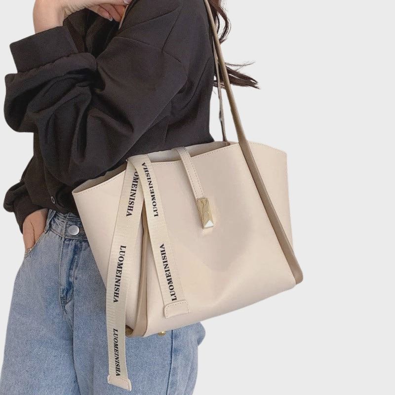 Casual Solid Color Handbag with Pouch | Beige